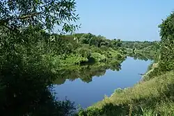 Řeka Alatyr u obce Mokrovka v Mordvinsku