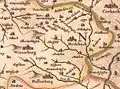 Mapa z roku 1645 s krajinou kolem měst Winterberg, Medebach a Hallenberg