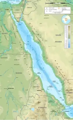 mapa Rudého moře a okolí