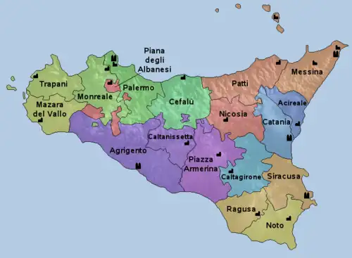 Arcidiecéze Monreale na mapě