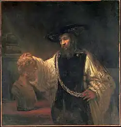Rembrandt – Aristoteles stojí nad Homérovou bustou (1653)