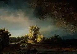 Rembrandt – Krajina se zděným mostem (1638)