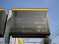 Informační panel s názvem vlaku