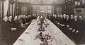Restaurace "U Jarolímků" v březnu 1939. Členové pravoslavné církve se sešli na oslavě promoce Vladimíra Gruzína. Na snímku mj. Marie Čiklová, Marie Gruzínová, Václav Čikl, Vladimír Petřek, Jan Sonnevend, Václav Ornest