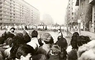 Rumunská revoluce - pochod demonstrantů v Bukurešti