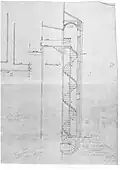Řez točitým schodištěm vedoucím na balkón, 1892