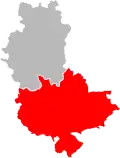 Arrondissement Lyon od 1800 do 2014 (červené)