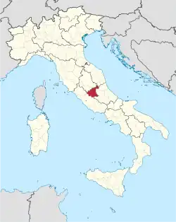 Provincie Rieti na mapě Itálie