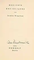 Ringelnatz, J. Gedichte dreier Jahre (1932)