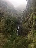 Pohled na vodopád Risco za špatného počasí