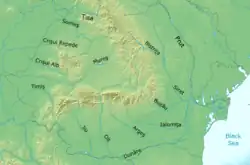 mapa hlavních rumunských řek, Someș vlevo nahoře
