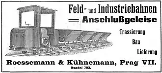 Inzerát firmy Roessemann & Kühnemann v dobovém odborném tisku, 1921