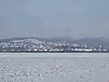 Kysacké hory v zimě, v popředí městečko Rechnitz