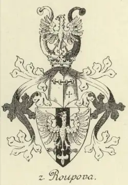Erb Pánů z Roupova (reprodukce V. Krále z Dobré Vody, 1891)