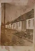 Severní část Rozářína (domy čp. 11, 44, 12 a 76) kolem roku 1950