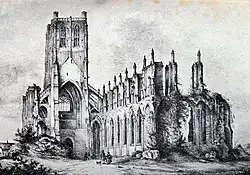 Ruiny kláštera Saint-Bertin roku 1850