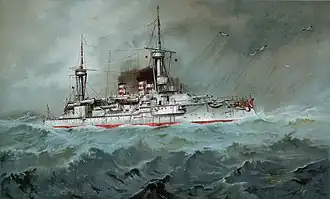 Litografie lodi Wörth z roku 1902