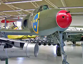Saab 21R v muzeu v Linköpingu