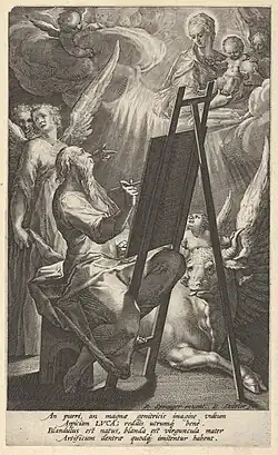 Sv.Lukáš maluje madonu, podle B. Sprangera