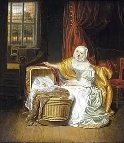 Matka a dítě v kolébce, po polovině 17. století