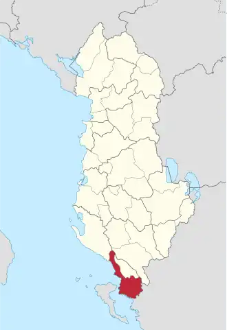 Poloha okresu Sarandë na mapě