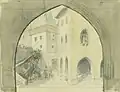 scénický návrh Karla Štapfera (J. Vrchlický: Noc na Karlštejně, Národní divadlo, 1900)