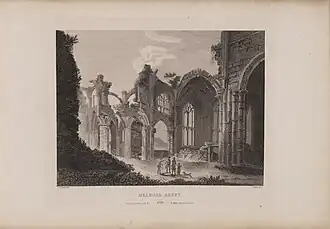 Gravírování opatství Jamesem Fittlerem ve Scotia Depicta, zveřejněno 1804
