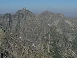 Pohled na Vysokou, sedlo Váha a Rysy z Východné Vysoké