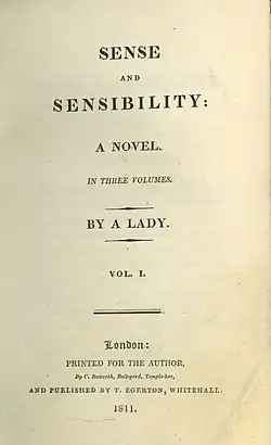 Obálka prvního vydání románu z roku 1811