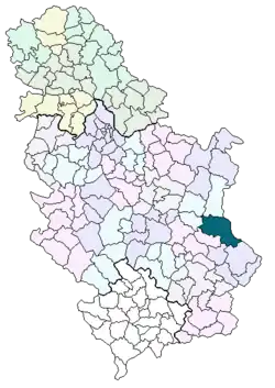 Opština Knjaževac na mapě