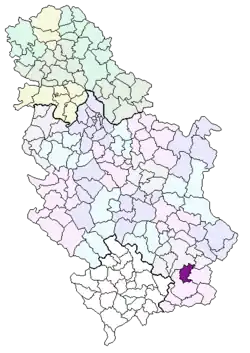 Opština Vladičin Han na mapě