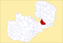 Distrikt Serenje na mapě Zambie