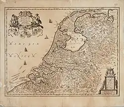 mapa Nizozemska z roku 1658