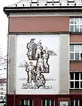 Sgrafito na polské škole v Č.Těšíně
