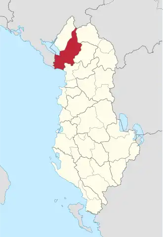 Poloha okresu Shkodër na mapě