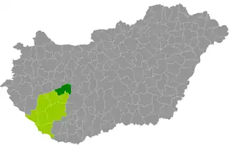 okres Siófok na mapě Maďarska