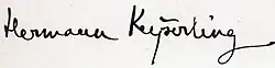 Hermann Keyserling – podpis