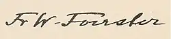 Friedrich Wilhelm Foerster – podpis