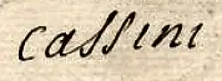 Jacques Cassini – podpis