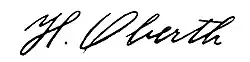 Hermann Oberth – podpis