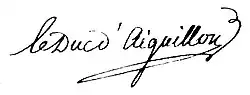 Armand de Vignerot du Plessis – podpis