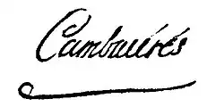 Jean-Jacques-Régis de Cambacérès, podpis