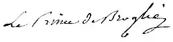Charles Louis Victor de Broglie – podpis