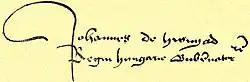 János Hunyadi – podpis