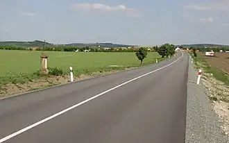 Rekonstruovaný úsek mezi Moutnicemi a Těšany (2013)