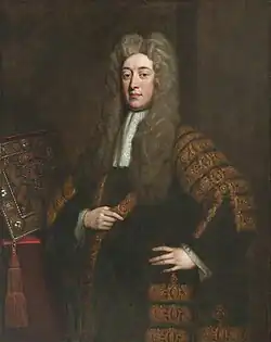 Baron Simon Harcourt jako lord kancléř (Godfrey Kneller, 1713)