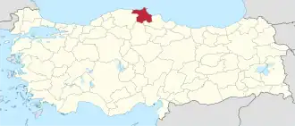 Sinopská provincie na mapě Turecka