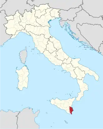 Volné sdružení obcí Siracusa na mapě Itálie