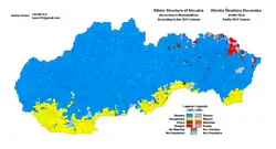 Národnosti, 2011: Území s převahou Rusínů je ostrůvkovité a necelistvé
