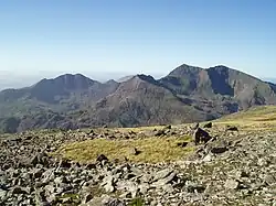 Pohled od východu, Snowdon vpravo